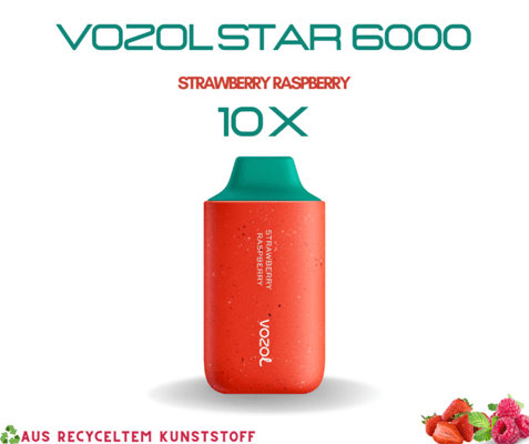 VOZOL STAR 6000 Puffs - Strawberry Raspberry 10 Stk.