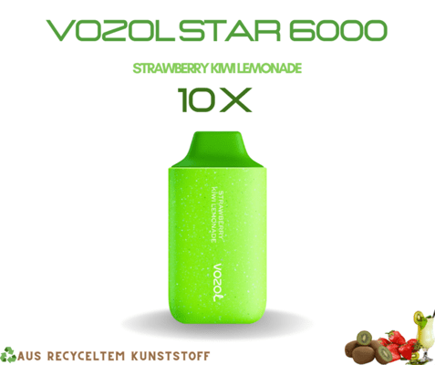 VOZOL STAR 6000 Puffs - Strawberry Kiwi Lemonade 10 Stk.