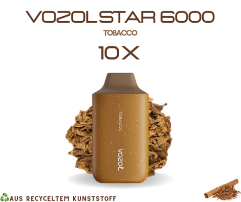 VOZOL STAR 6000 Puffs - Tobacco 10 Stk.
